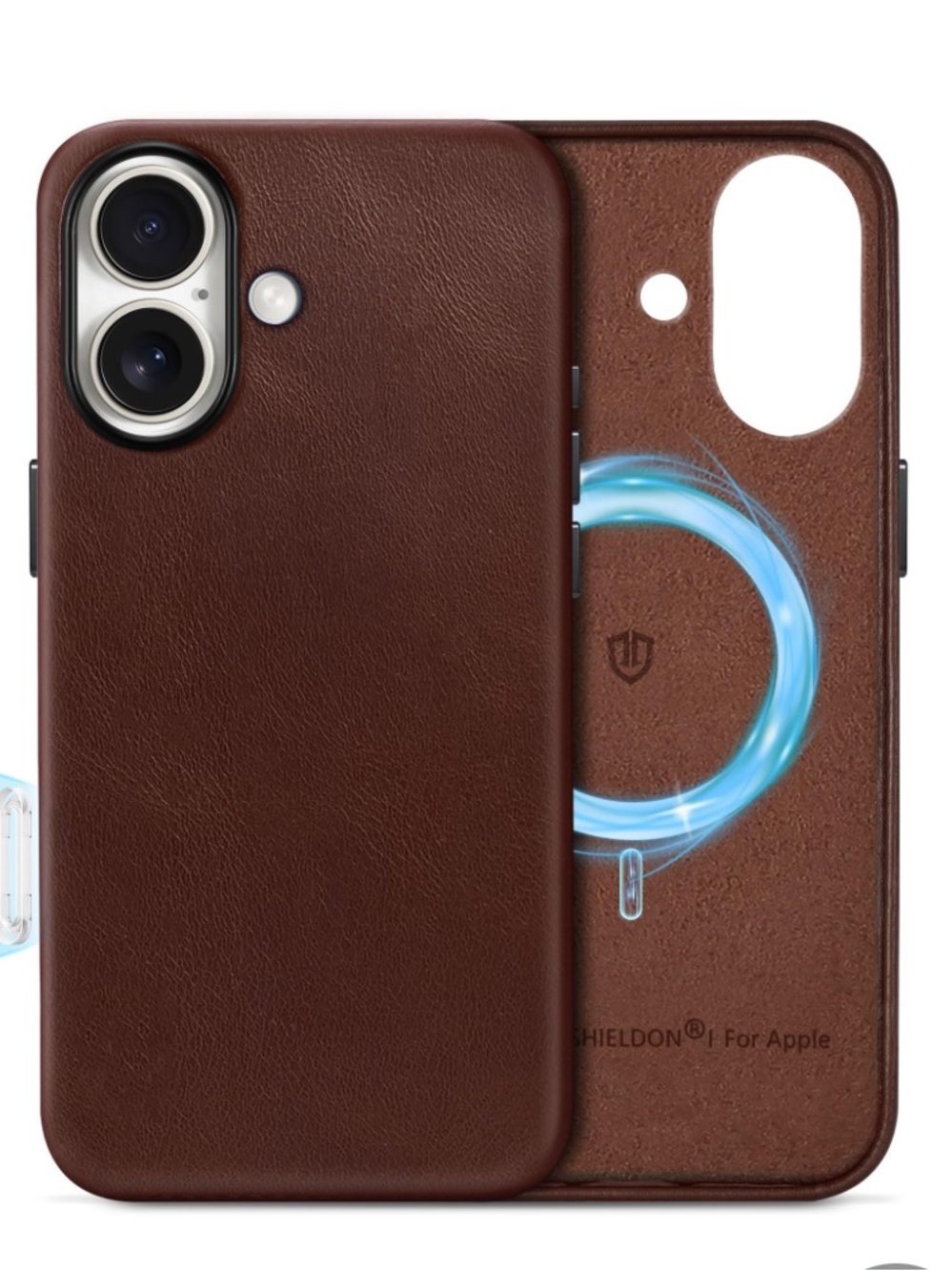 iPhone 17 Case Genuine Leather MagSafe Magnetic Wireless Charging-Retro Coffee